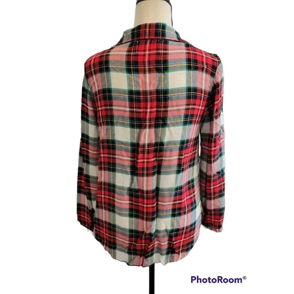 Old Navy Plaid Button Up Blouse Girls Youth Teen Size XXL (16)